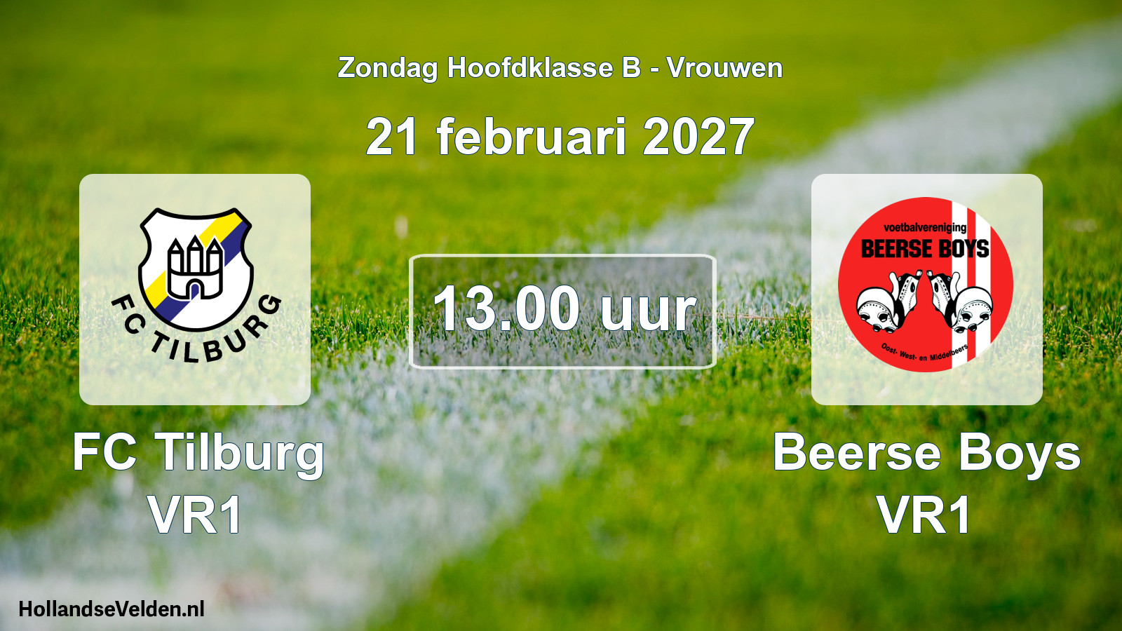 Geplande wedstrijd: FC Tilburg VR1 - Beerse Boys VR1 (21 februari 2027)