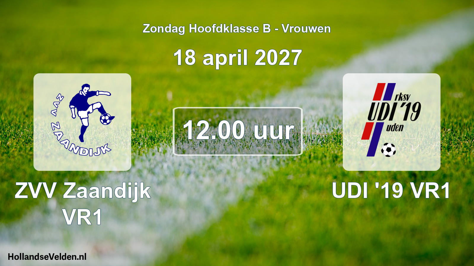Geplande wedstrijd: ZVV Zaandijk VR1 - UDI '19 VR1 (18 april 2027)