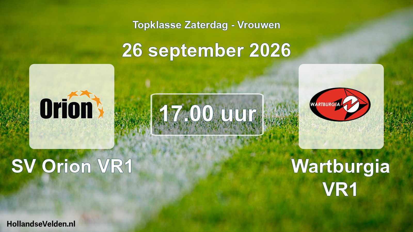 Geplande wedstrijd: SV Orion VR1 - Wartburgia VR1 (26 september 2026)