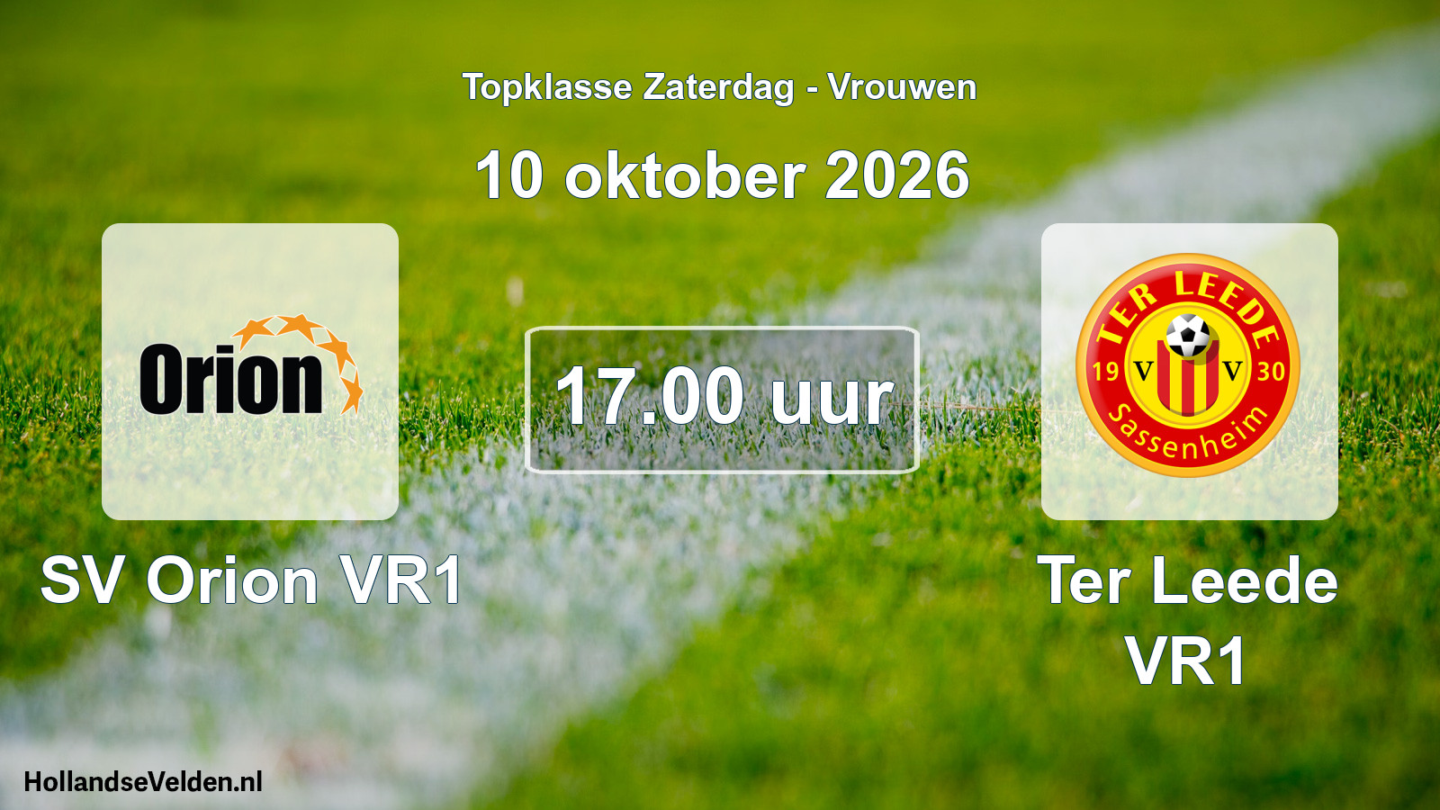 Geplande wedstrijd: SV Orion VR1 - Ter Leede VR1 (10 oktober 2026)