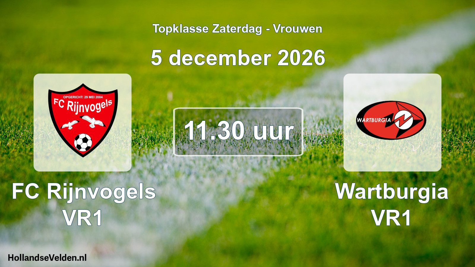 Scheduled Match: FC Rijnvogels VR1 - Wartburgia VR1 (5 December 2026)
