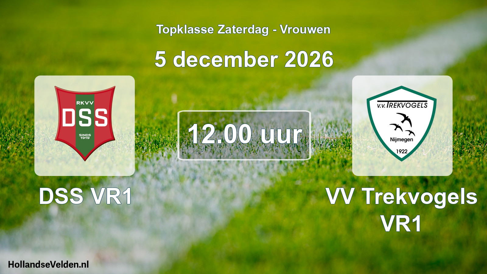 Scheduled Match: DSS VR1 - VV Trekvogels VR1 (5 December 2026)