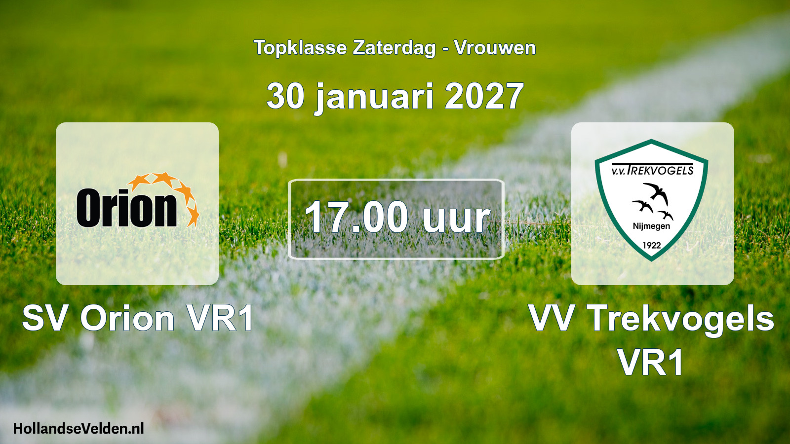 Geplande wedstrijd: SV Orion VR1 - VV Trekvogels VR1 (30 januari 2027)