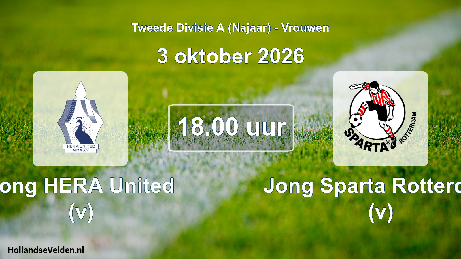 Geplande wedstrijd: Jong HERA United (v) - Jong Sparta Rotterdam (v) (3 oktober 2026)