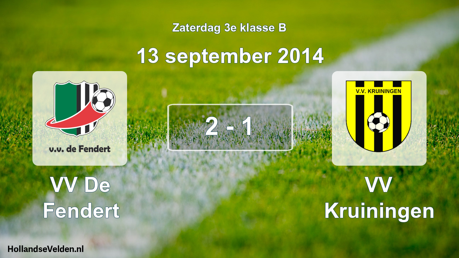 Total number of matches played: VV De Fendert - VV Kruiningen 2 - 1 (13 September 2014)