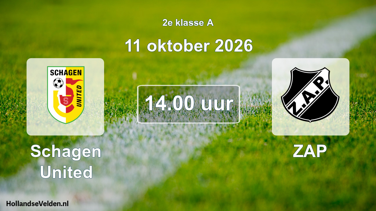 Geplande wedstrijd: Schagen United - ZAP (11 oktober 2026)
