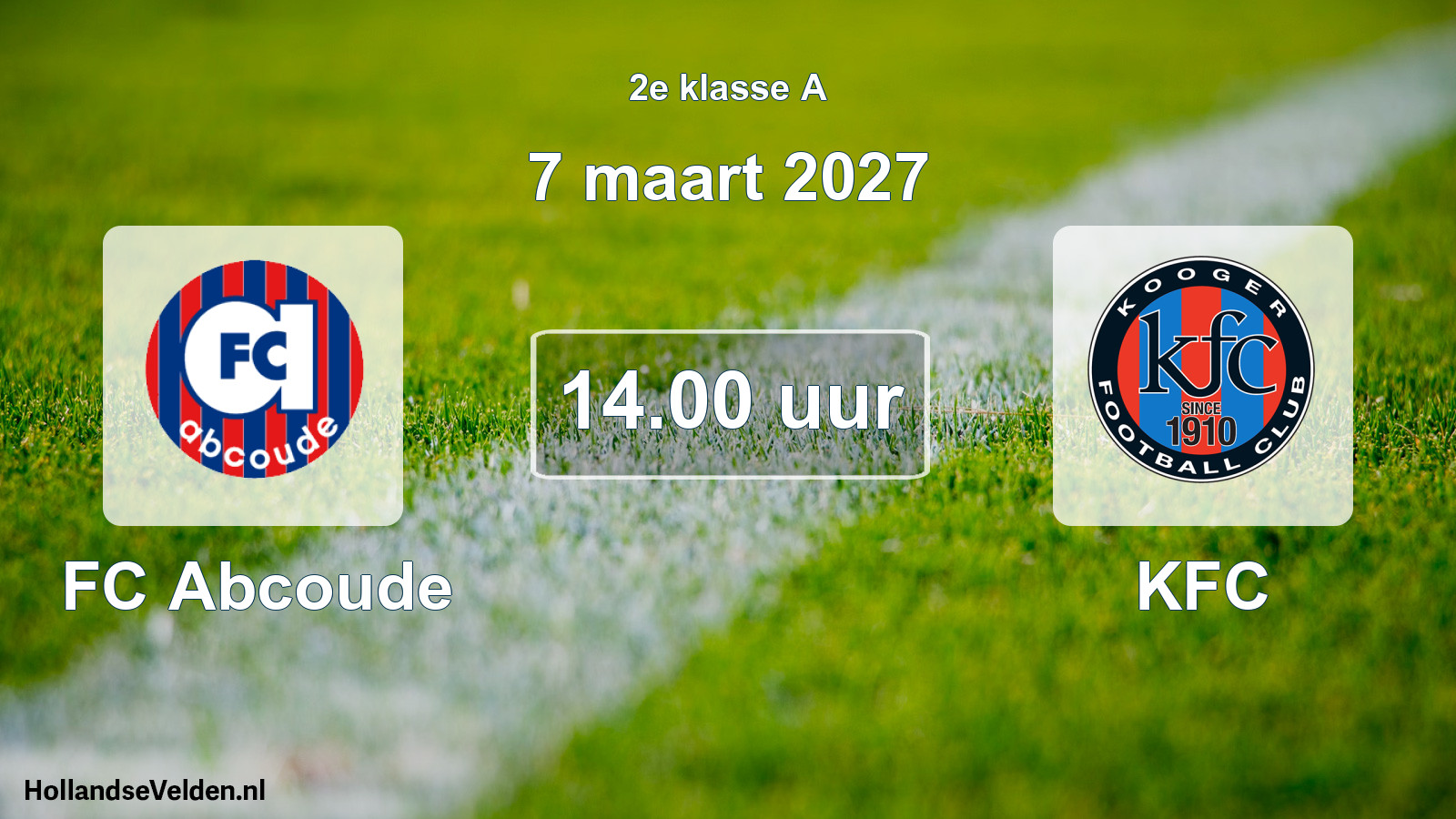 Geplande wedstrijd: FC Abcoude - KFC (7 maart 2027)