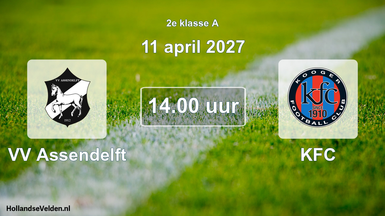 Geplande wedstrijd: VV Assendelft - KFC (11 april 2027)
