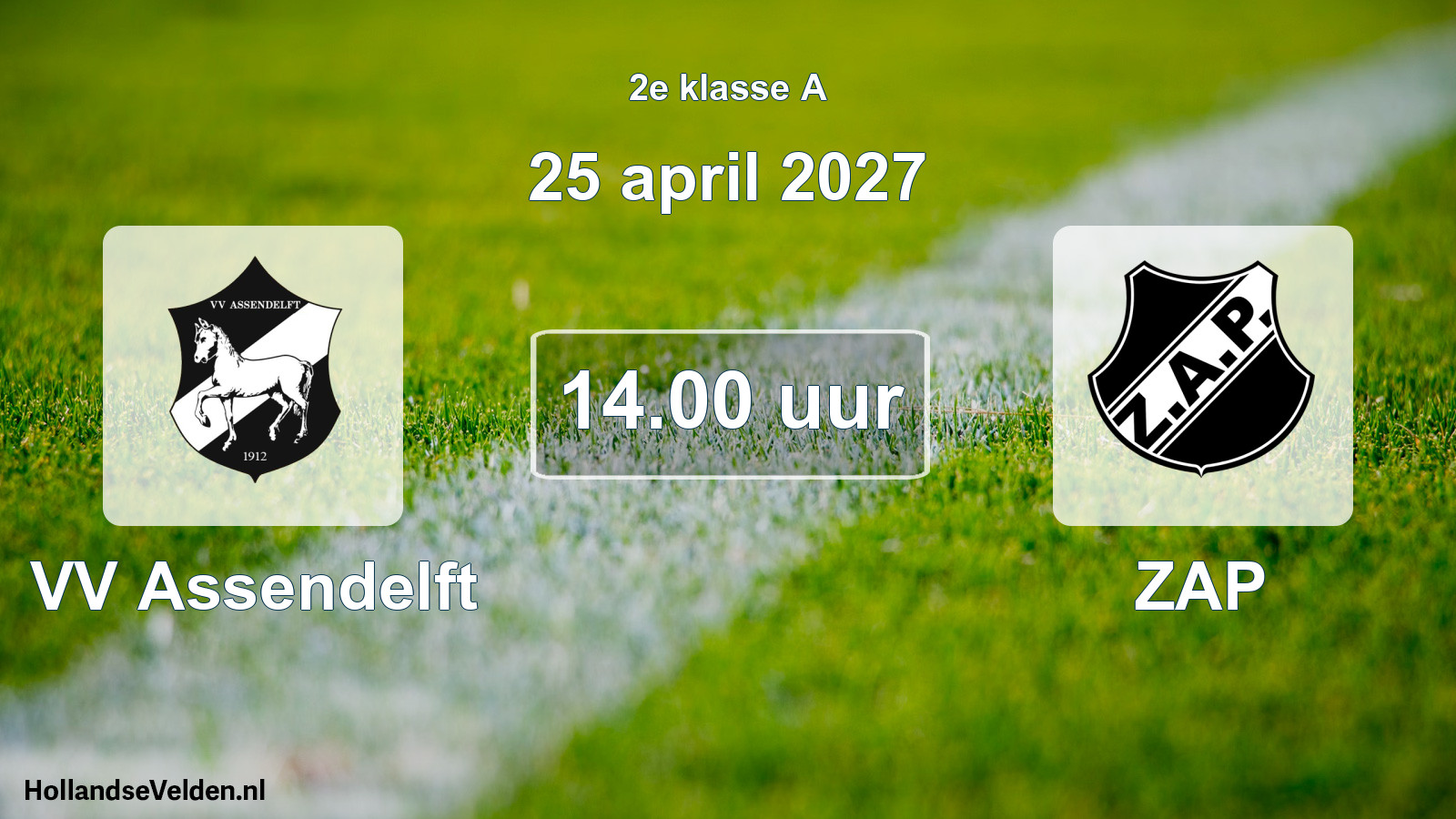 Geplande wedstrijd: VV Assendelft - ZAP (25 april 2027)