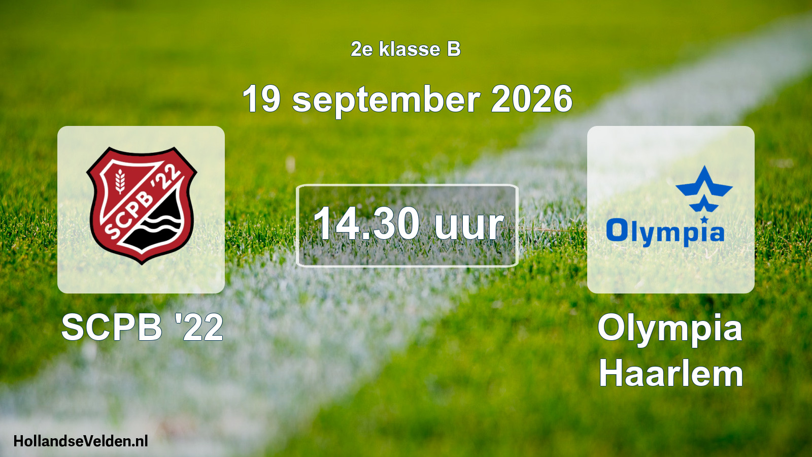 Scheduled Match: SCPB '22 - Olympia Haarlem (19 September 2026)