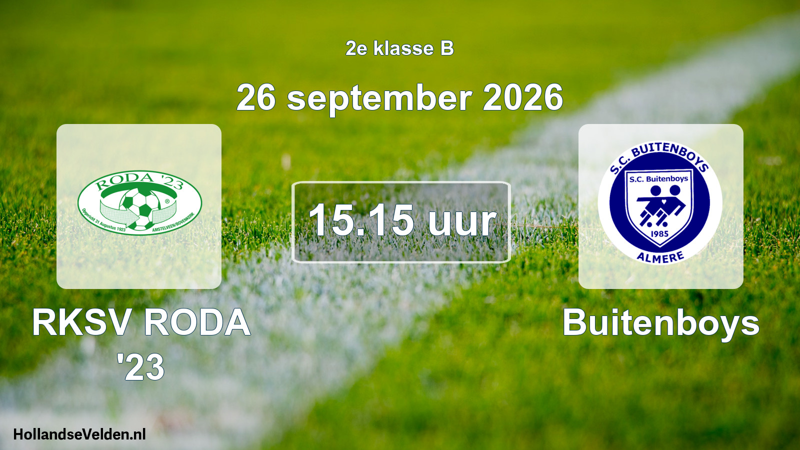 Geplande wedstrijd: RKSV RODA '23 - Buitenboys (26 september 2026)