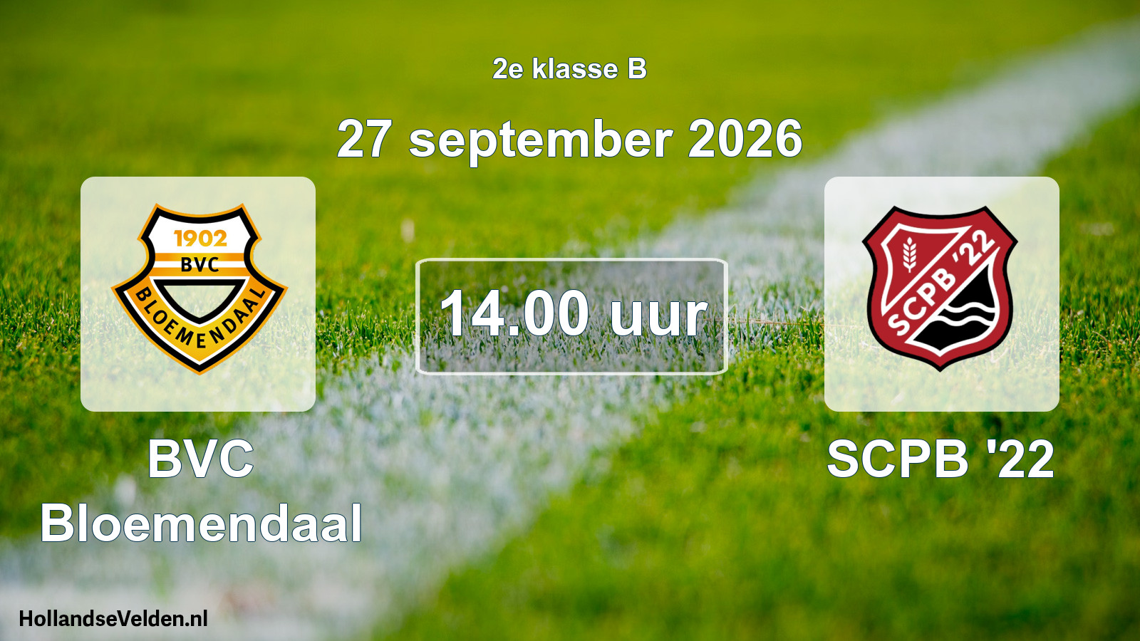 Geplande wedstrijd: BVC Bloemendaal - SCPB '22 (27 september 2026)