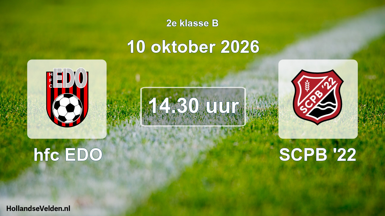 Geplande wedstrijd: hfc EDO - SCPB '22 (10 oktober 2026)