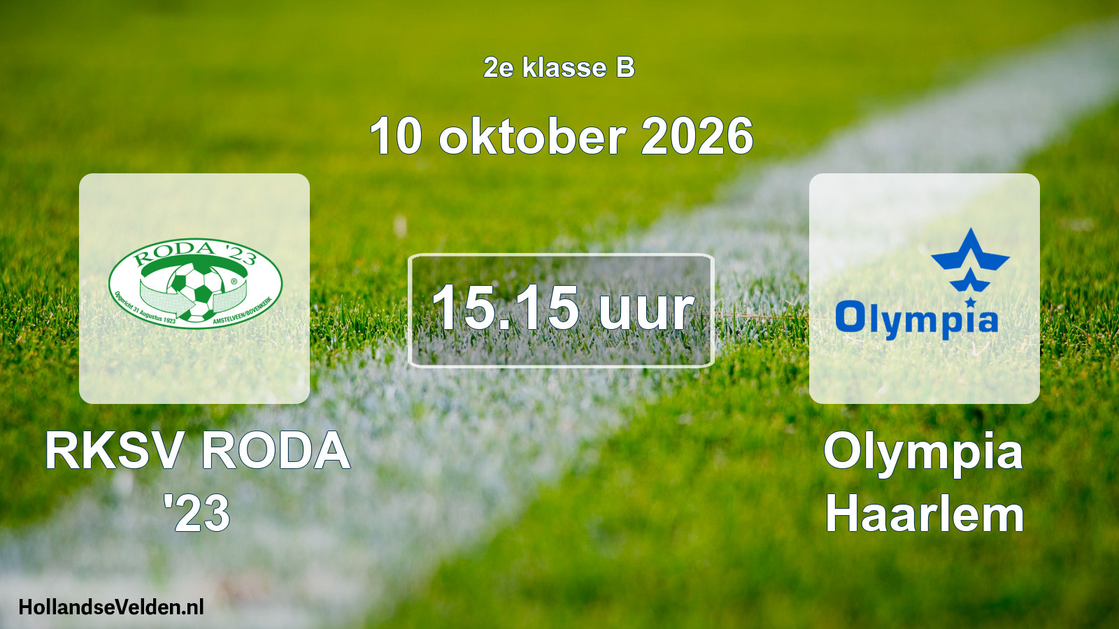 Geplande wedstrijd: RKSV RODA '23 - Olympia Haarlem (10 oktober 2026)