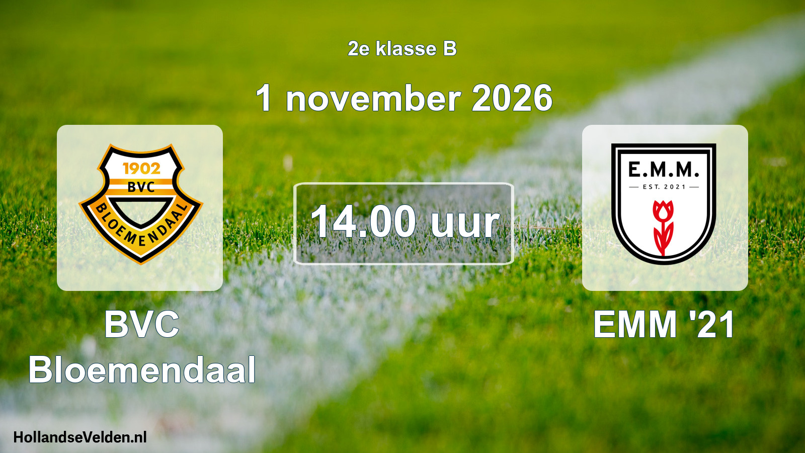 Geplande wedstrijd: BVC Bloemendaal - EMM '21 (1 november 2026)