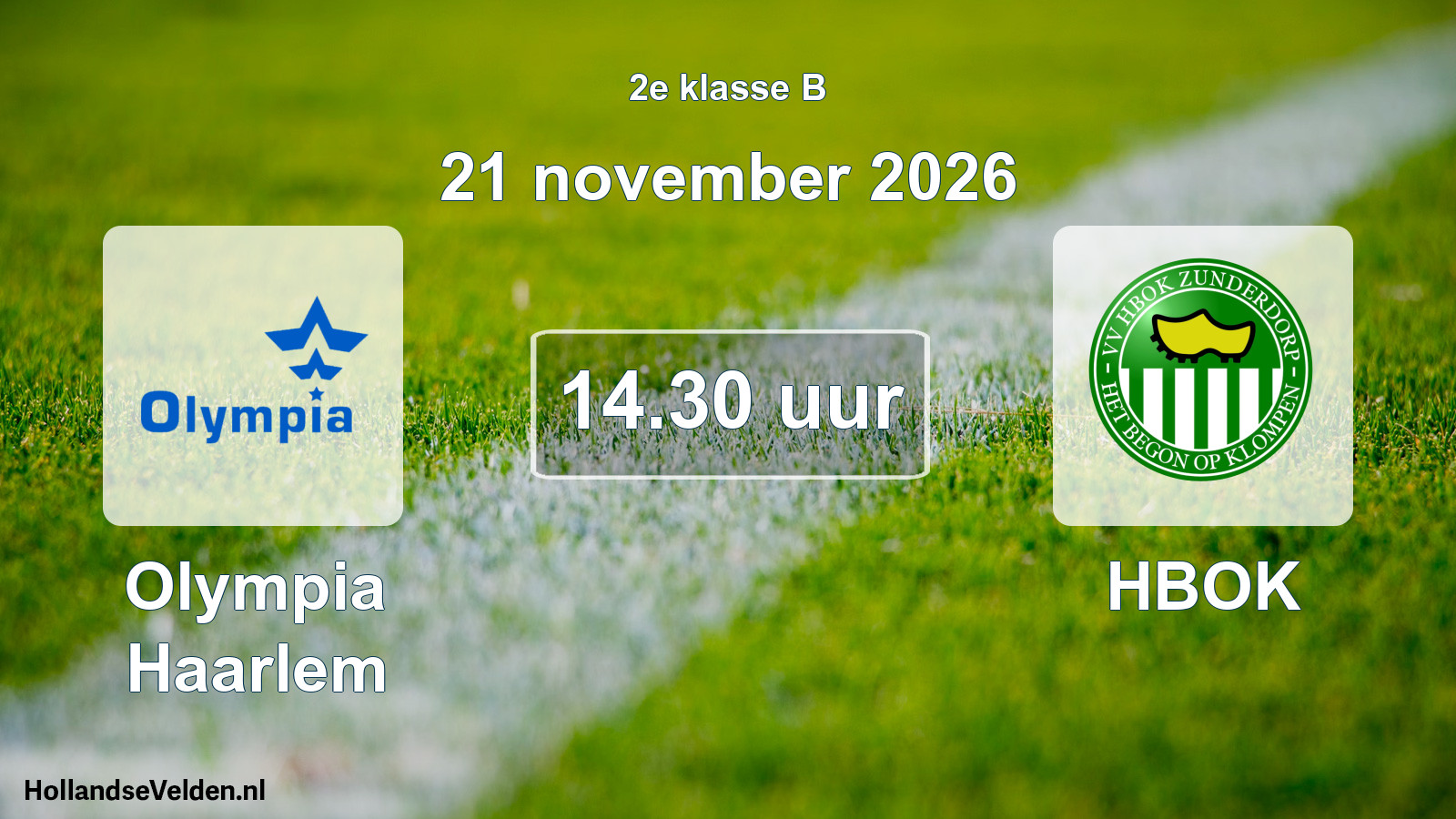 Geplande wedstrijd: Olympia Haarlem - HBOK (21 november 2026)
