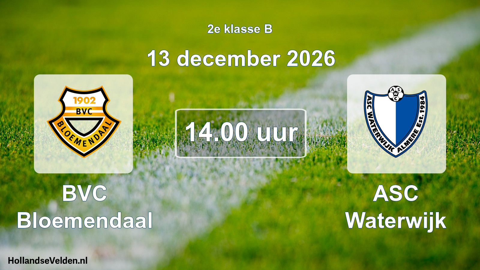Geplande wedstrijd: BVC Bloemendaal - ASC Waterwijk (13 december 2026)