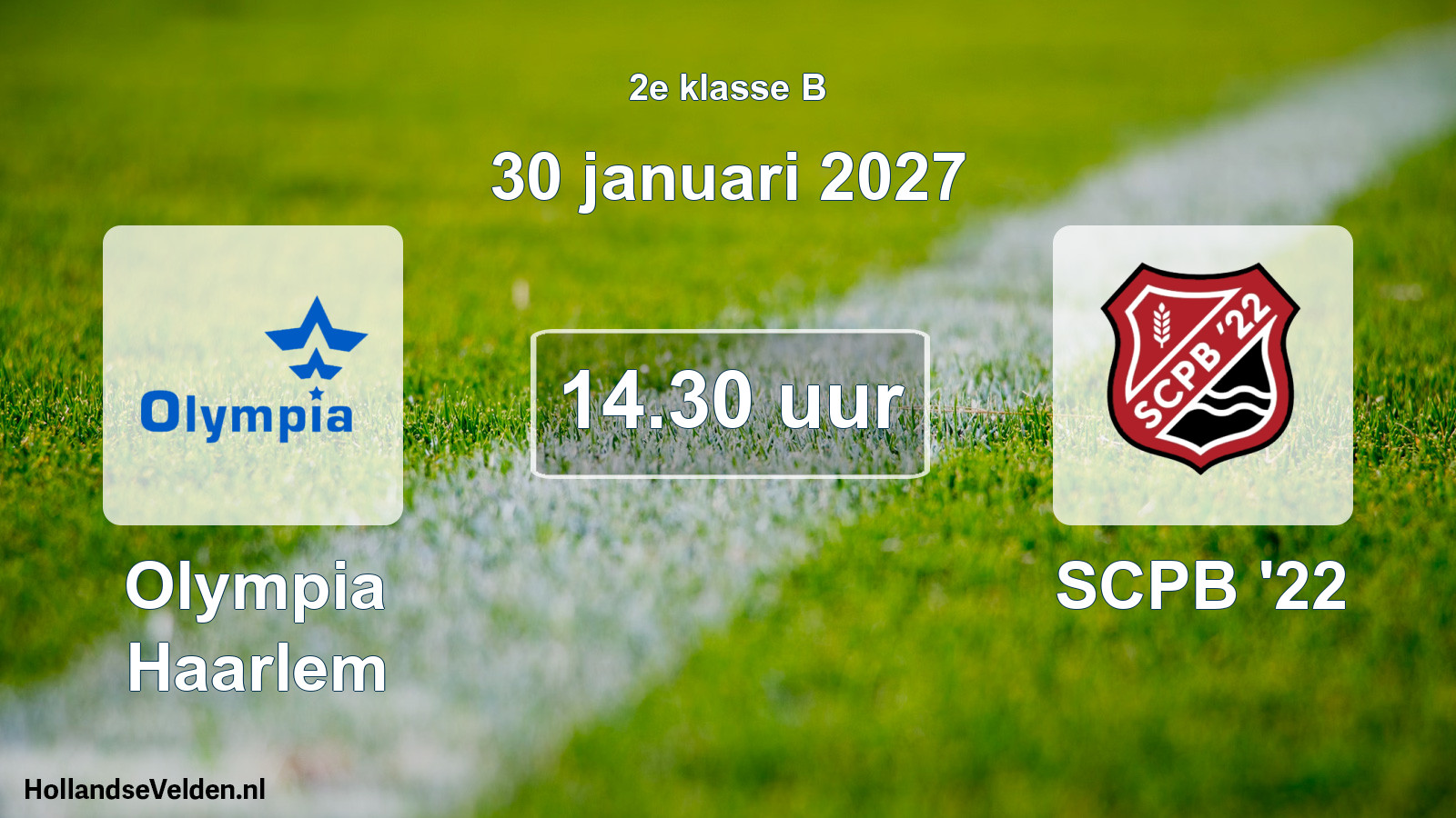 Geplande wedstrijd: Olympia Haarlem - SCPB '22 (30 januari 2027)