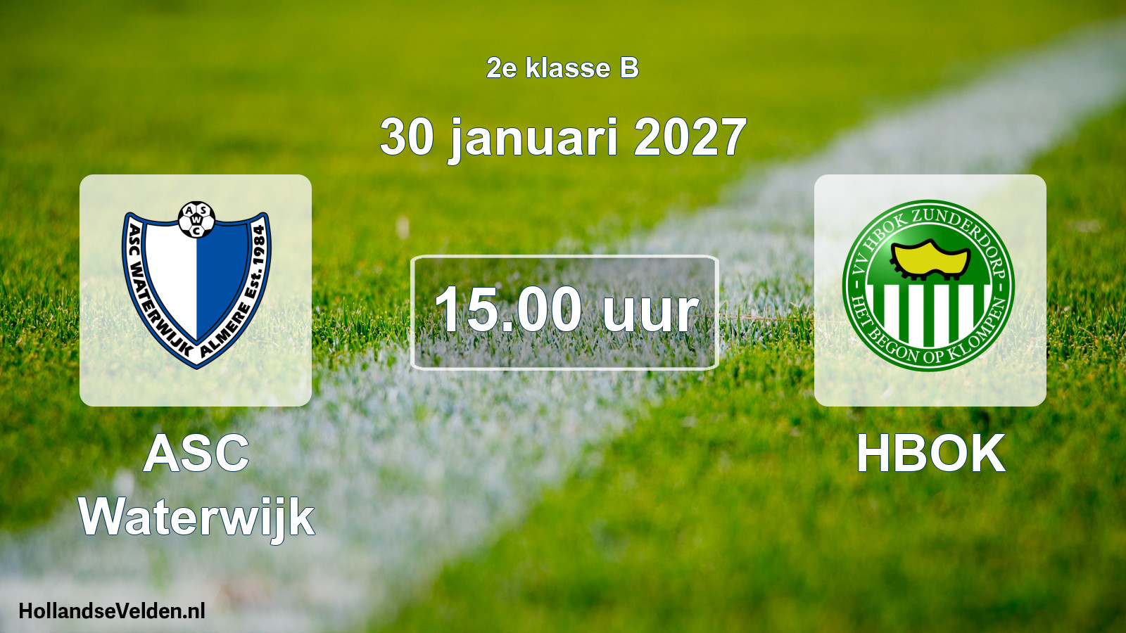 Geplande wedstrijd: ASC Waterwijk - HBOK (30 januari 2027)