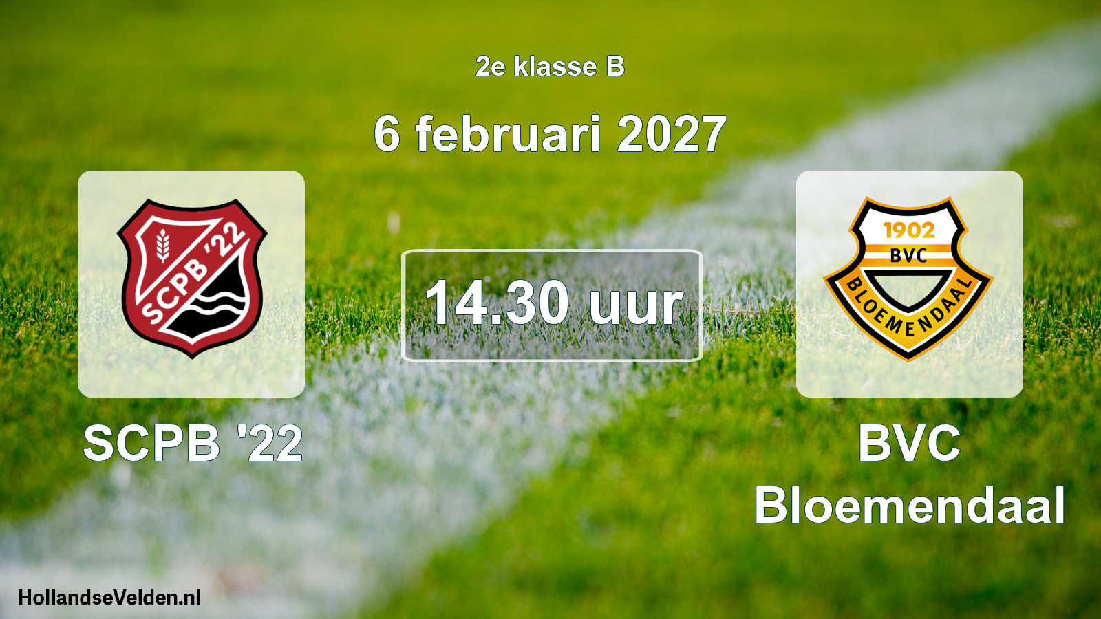 Geplande wedstrijd: SCPB '22 - BVC Bloemendaal (6 februari 2027)
