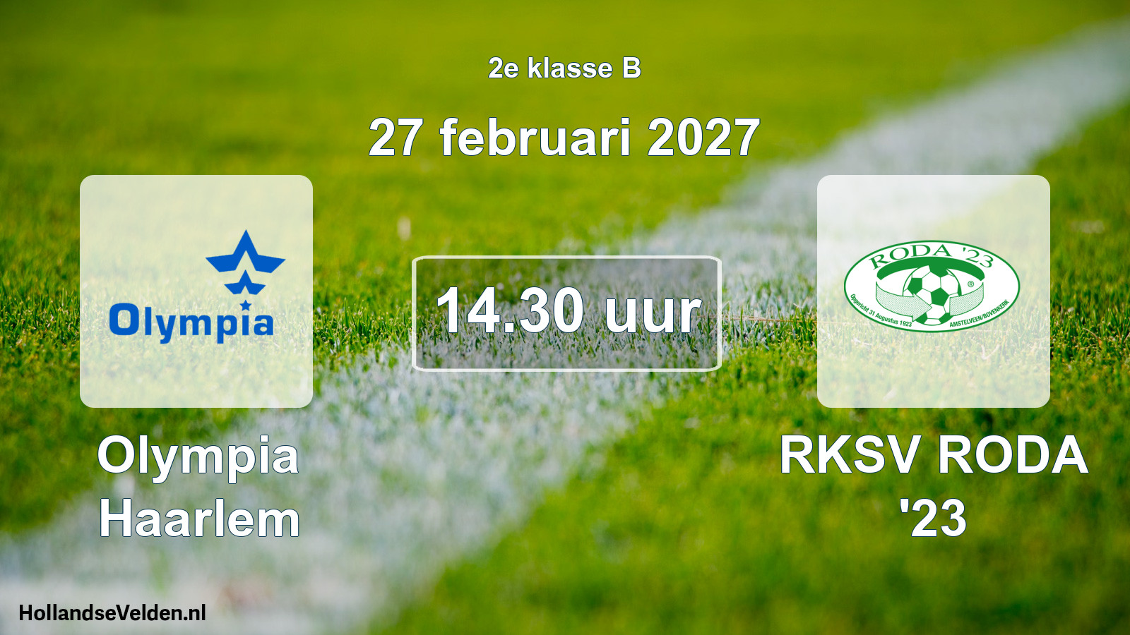 Geplande wedstrijd: Olympia Haarlem - RKSV RODA '23 (27 februari 2027)