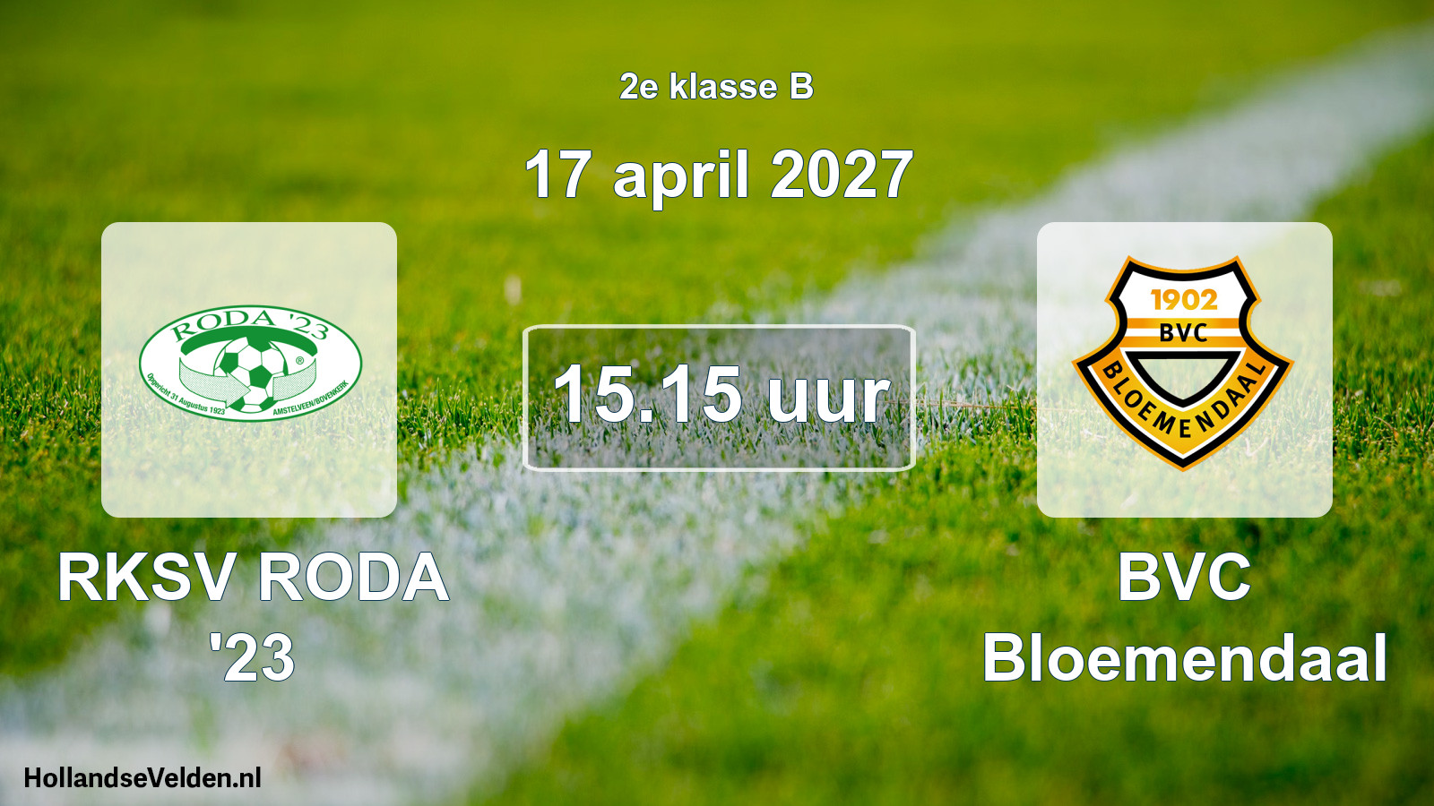 Geplande wedstrijd: RKSV RODA '23 - BVC Bloemendaal (17 april 2027)