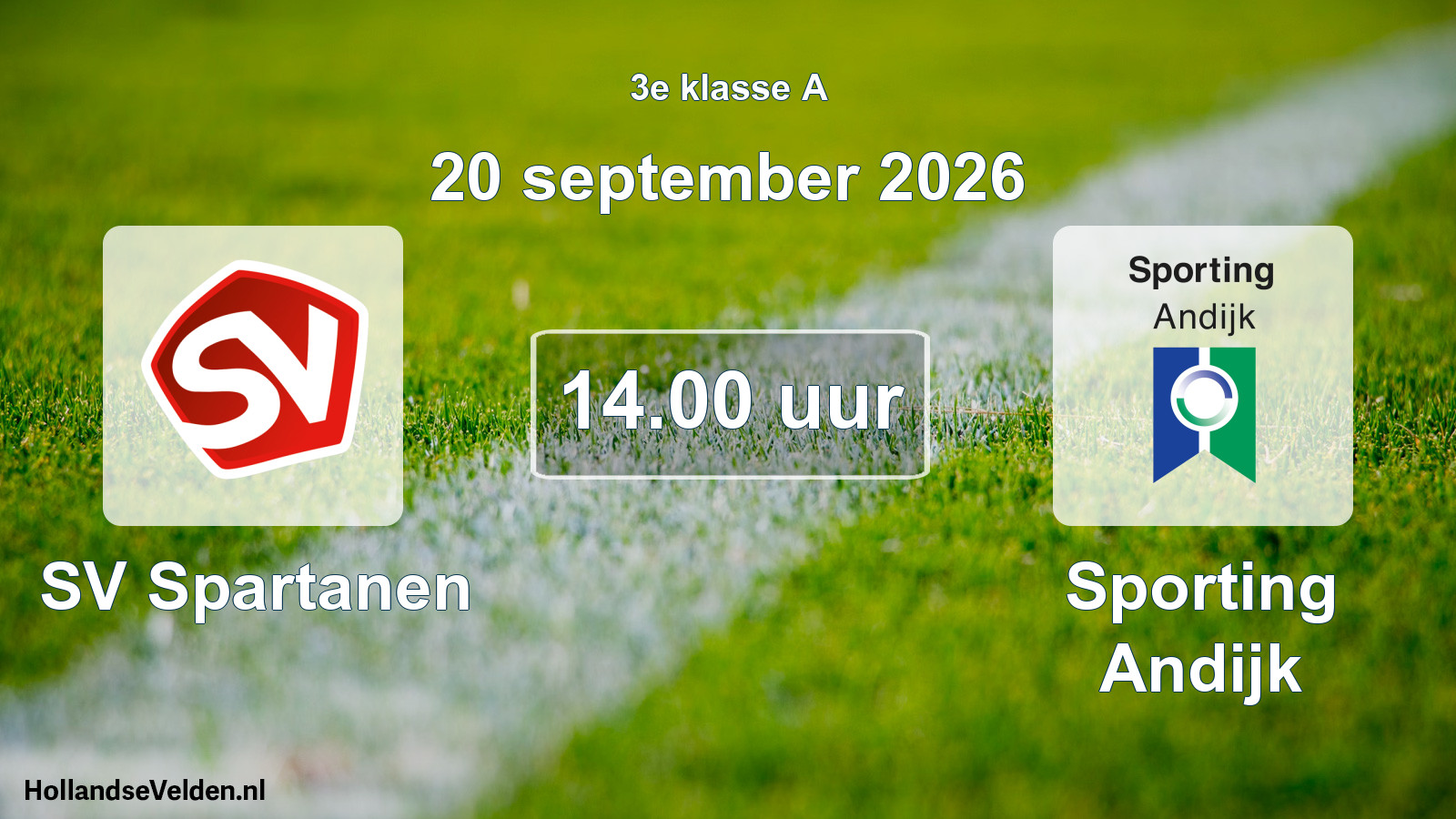 Geplande wedstrijd: SV Spartanen - Sporting Andijk (20 september 2026)
