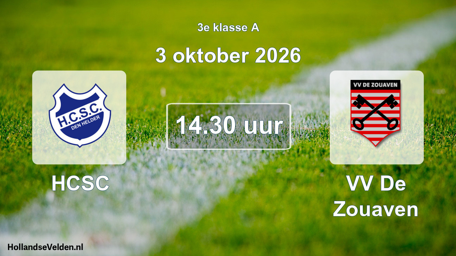 Geplande wedstrijd: HCSC - VV De Zouaven (3 oktober 2026)