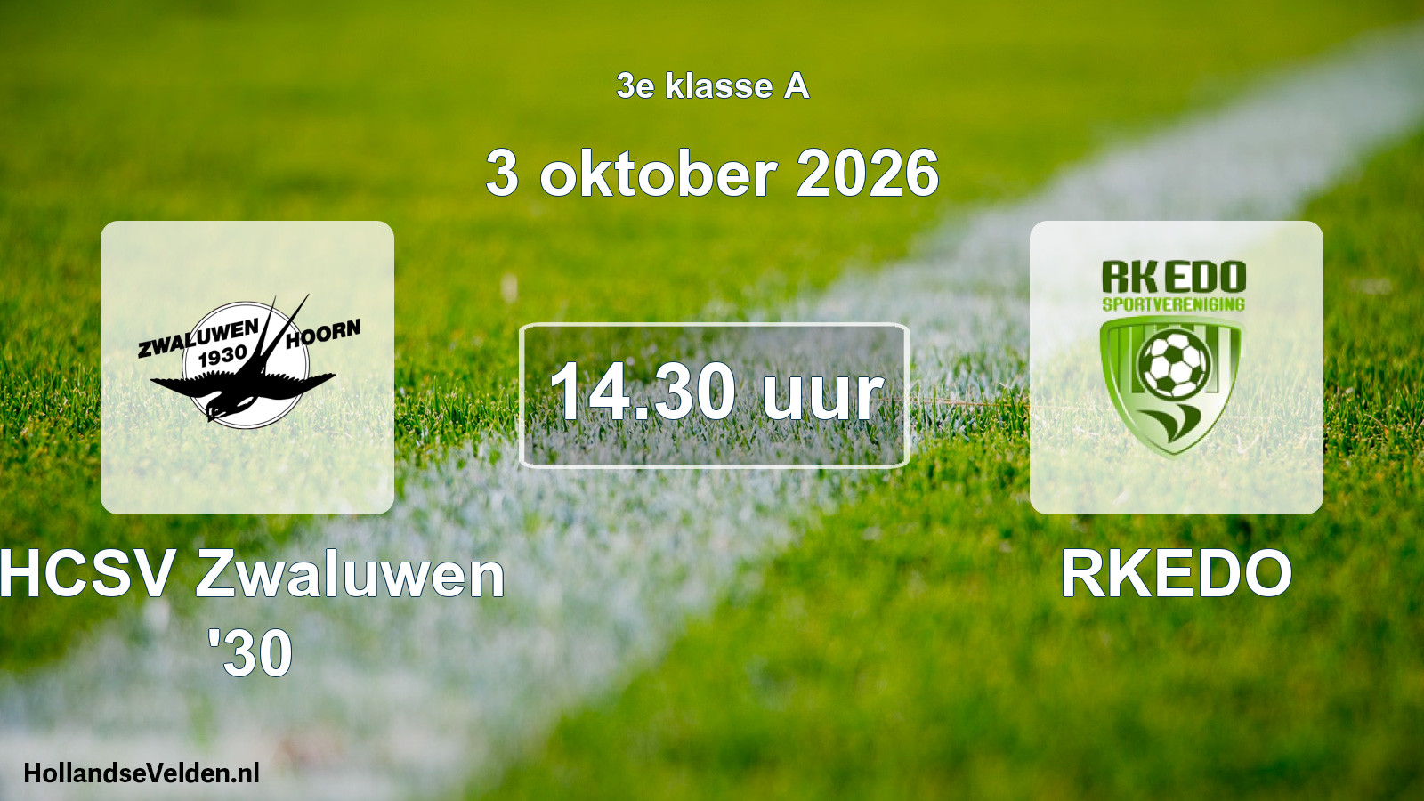 Geplande wedstrijd: HCSV Zwaluwen '30 - RKEDO (3 oktober 2026)