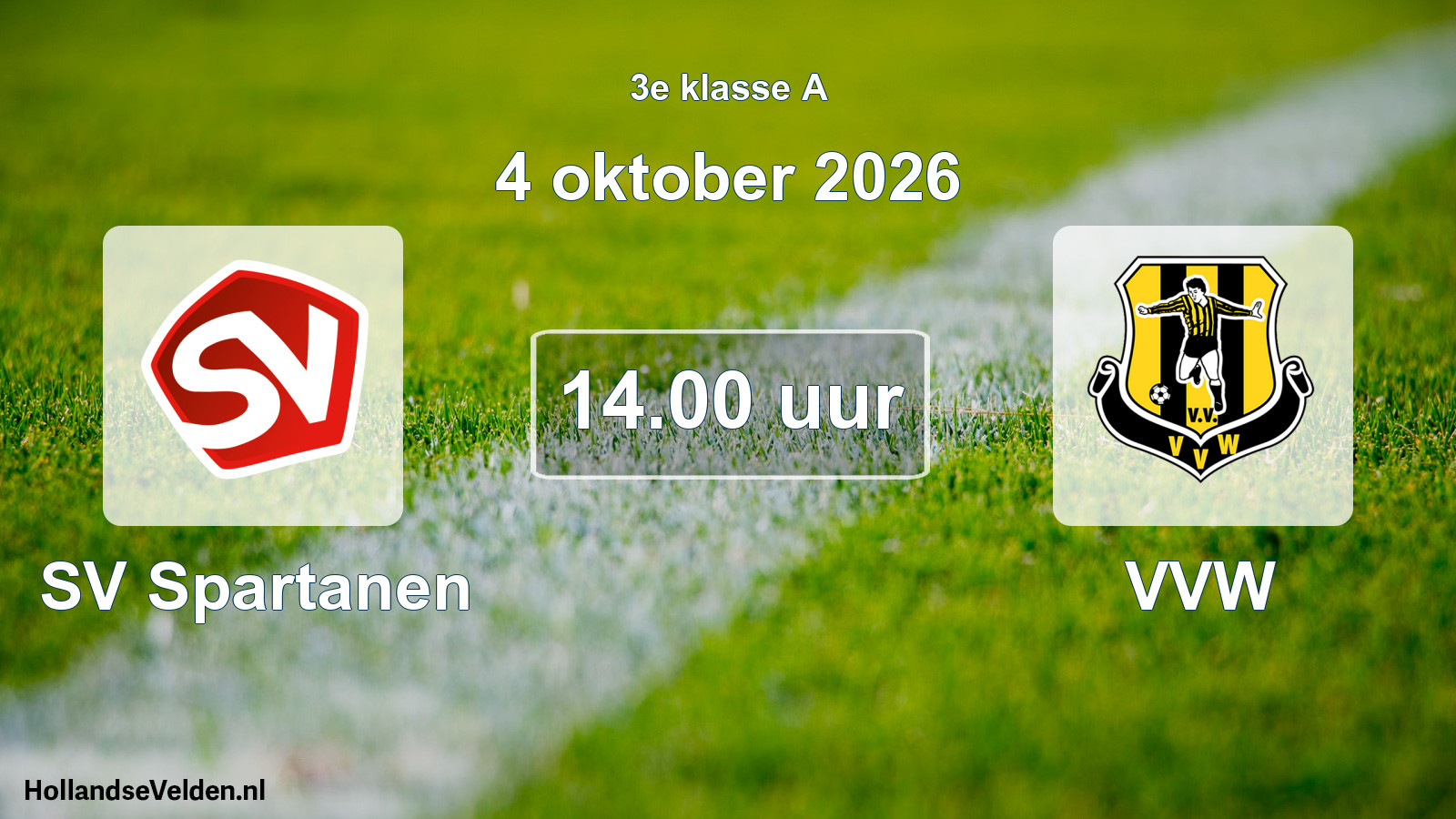 Geplande wedstrijd: SV Spartanen - VVW (4 oktober 2026)