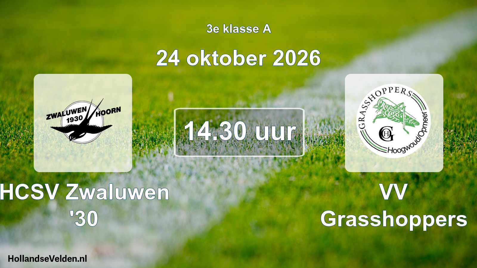 Geplande wedstrijd: HCSV Zwaluwen '30 - VV Grasshoppers (24 oktober 2026)