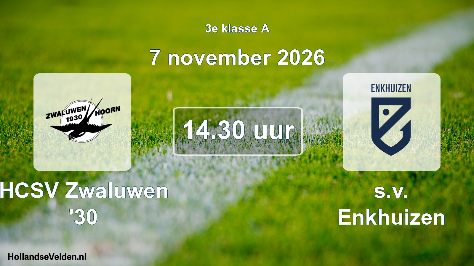 Geplande wedstrijd: HCSV Zwaluwen '30 - s.v. Enkhuizen (7 november 2026)