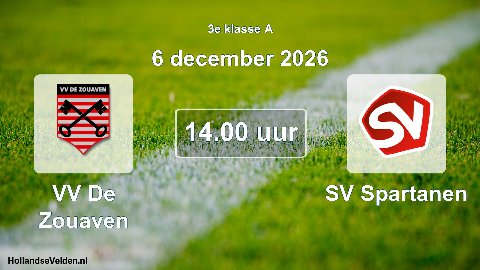 Geplande wedstrijd: VV De Zouaven - SV Spartanen (6 december 2026)