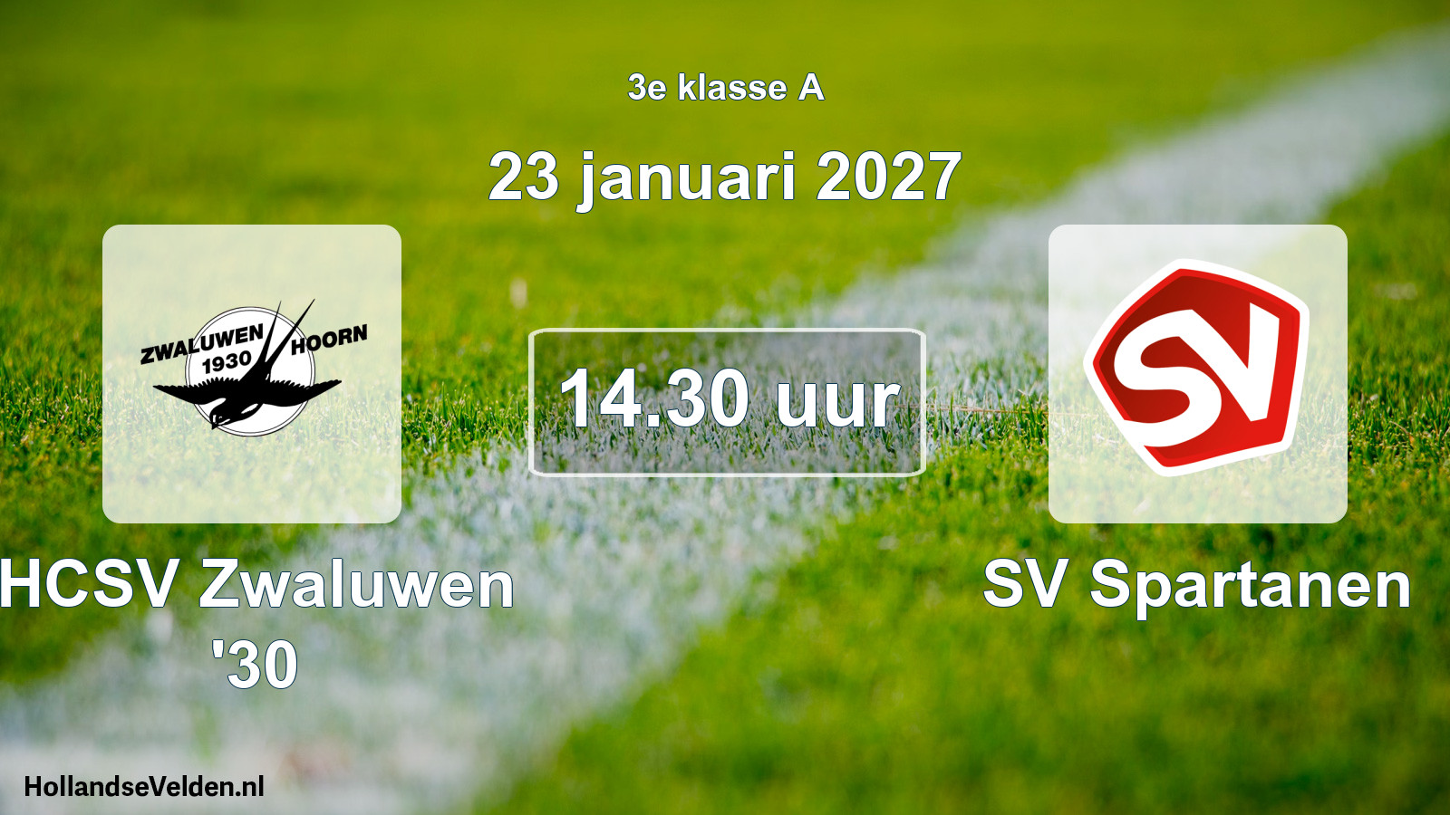 Geplande wedstrijd: HCSV Zwaluwen '30 - SV Spartanen (23 januari 2027)