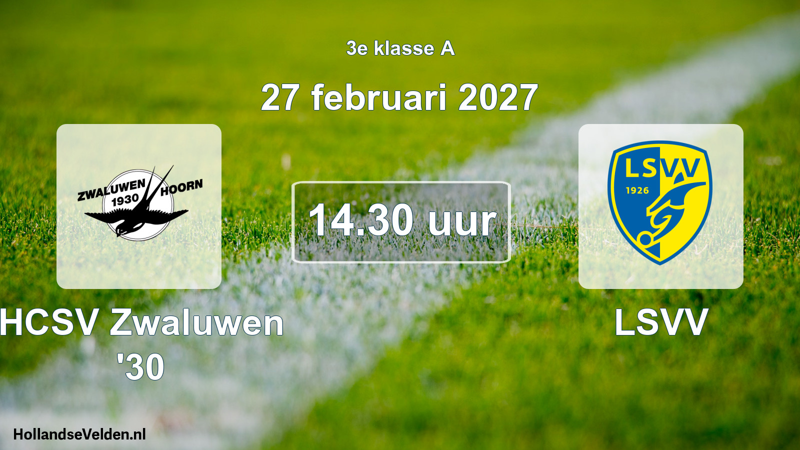 Geplande wedstrijd: HCSV Zwaluwen '30 - LSVV (27 februari 2027)