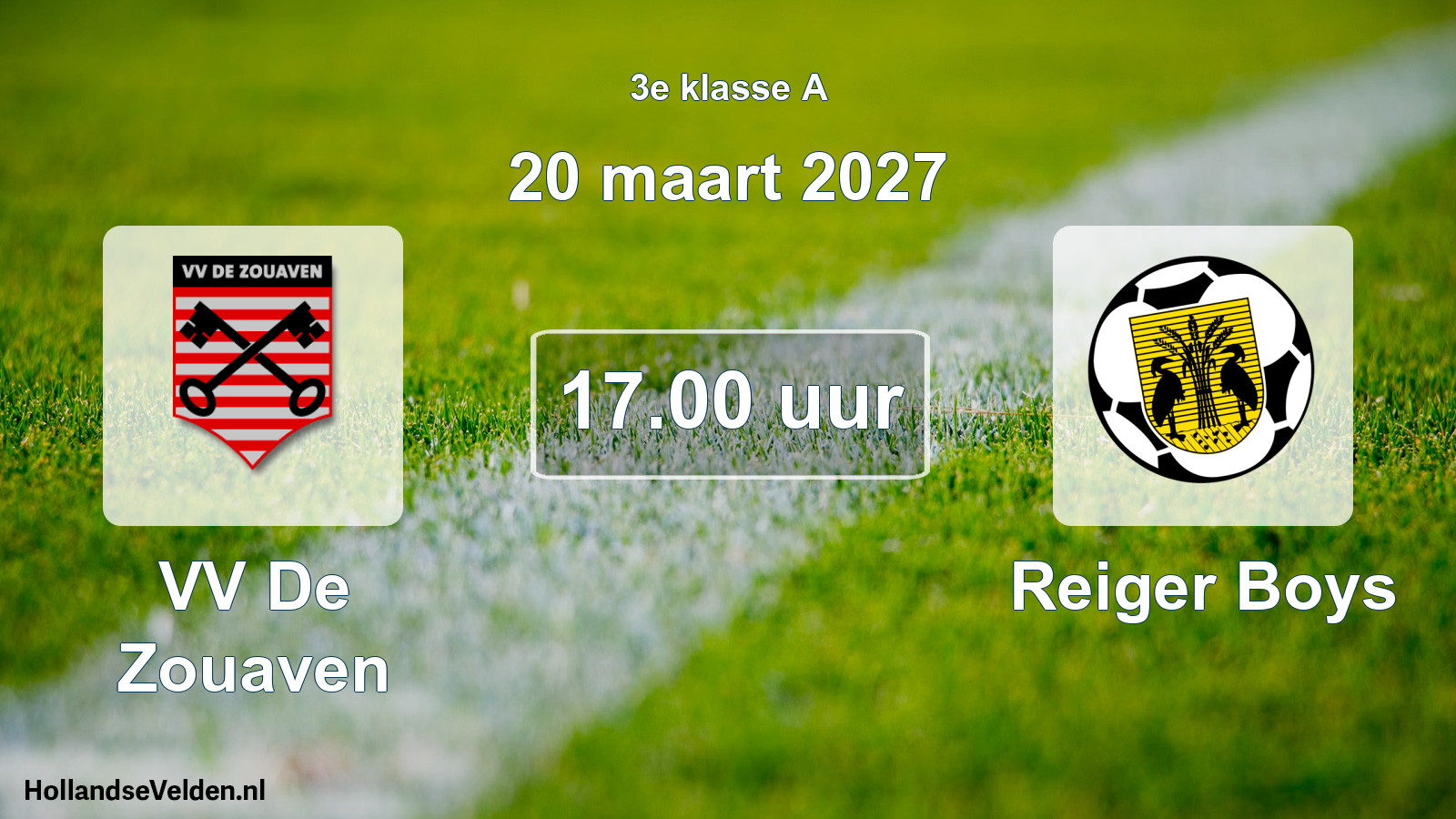 Geplande wedstrijd: VV De Zouaven - Reiger Boys (20 maart 2027)