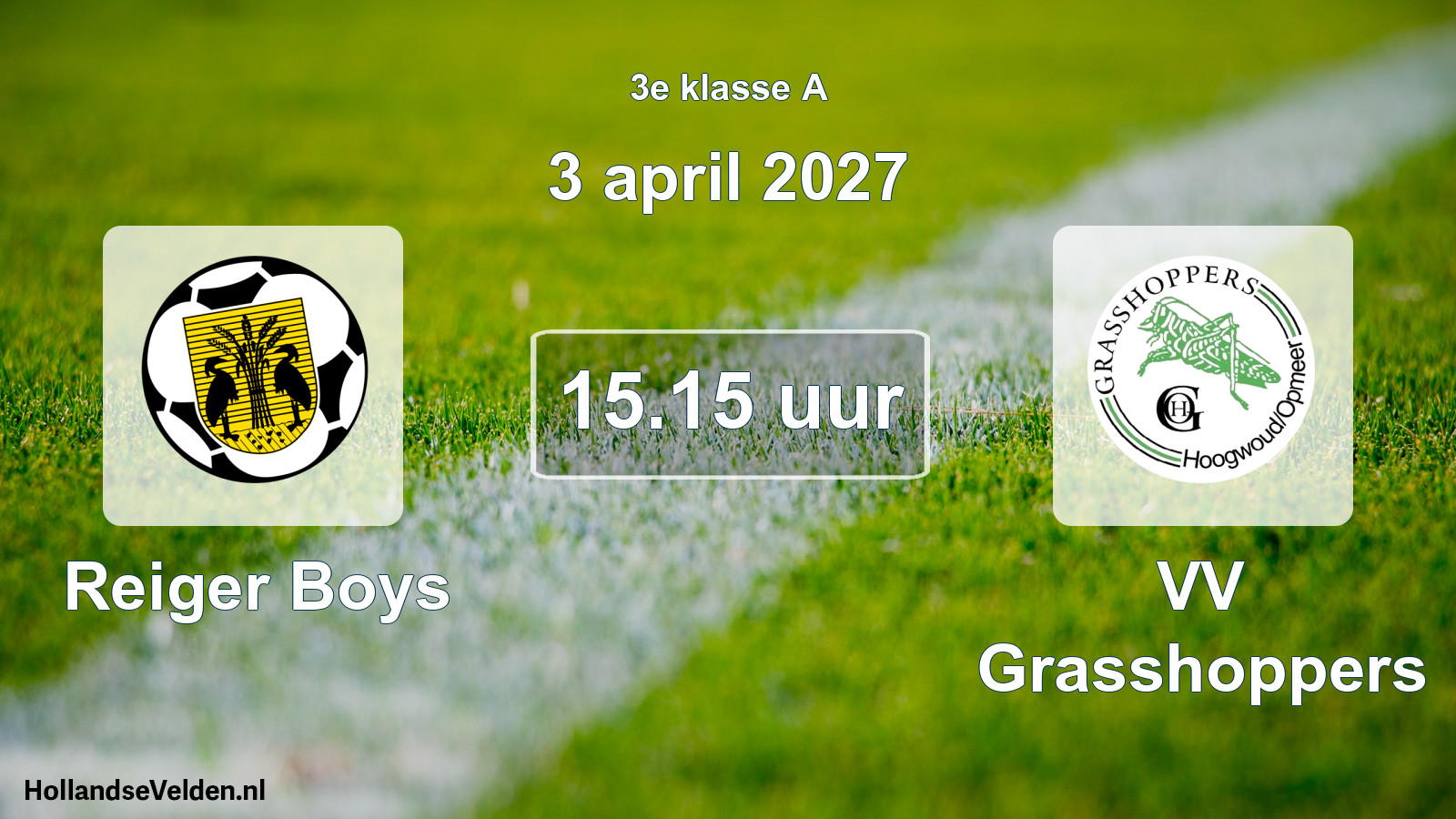 Geplande wedstrijd: Reiger Boys - VV Grasshoppers (3 april 2027)