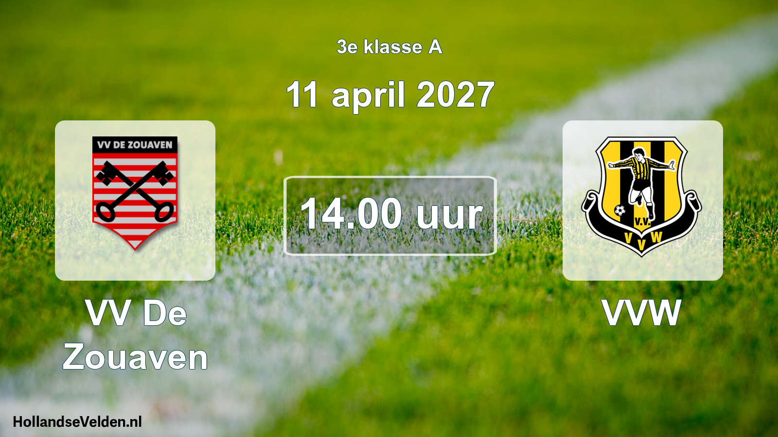Geplande wedstrijd: VV De Zouaven - VVW (11 april 2027)