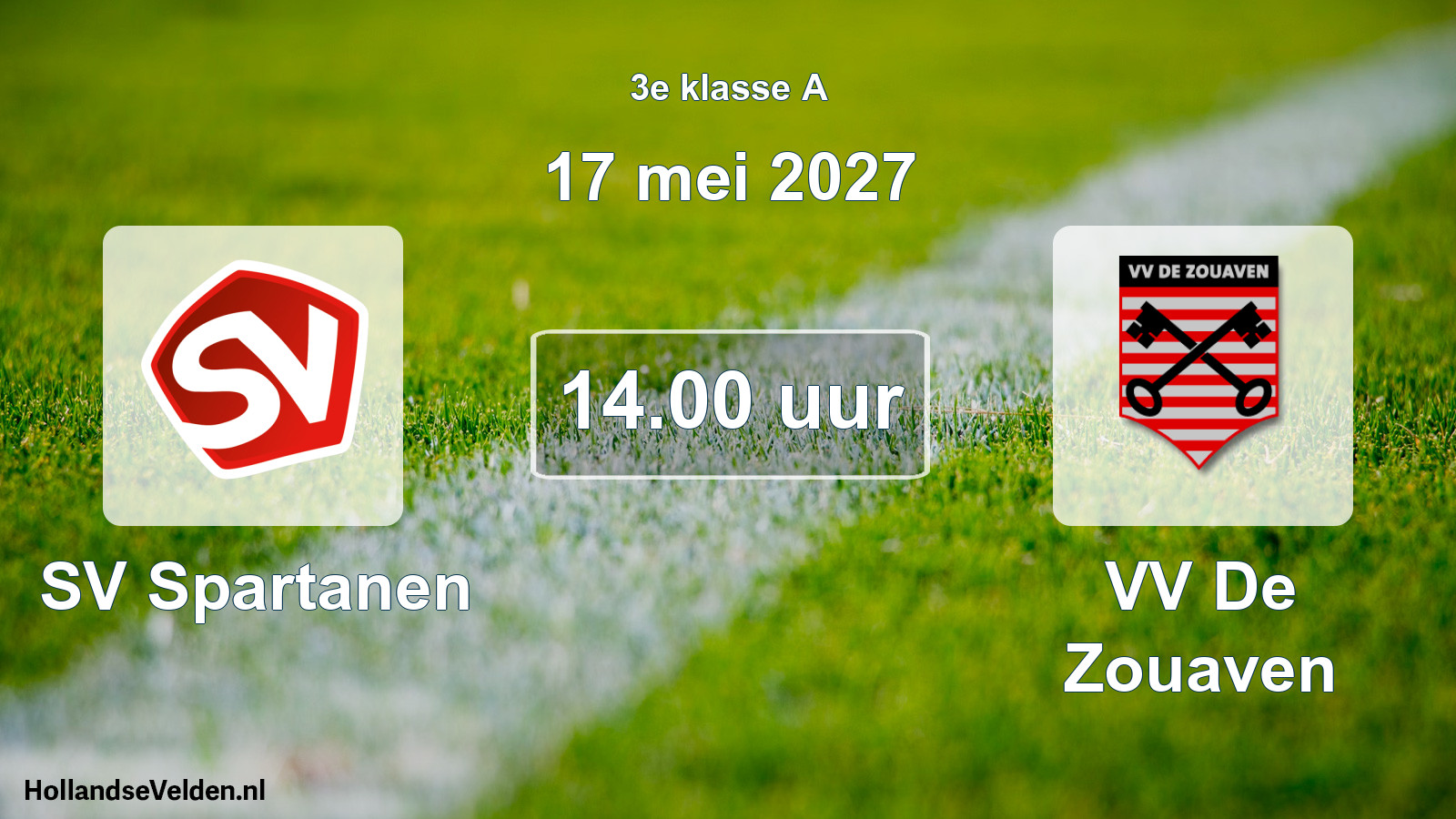 Geplande wedstrijd: SV Spartanen - VV De Zouaven (17 mei 2027)