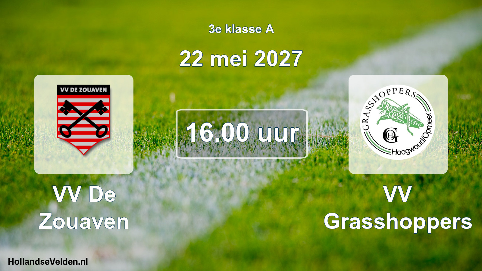 Geplande wedstrijd: VV De Zouaven - VV Grasshoppers (22 mei 2027)
