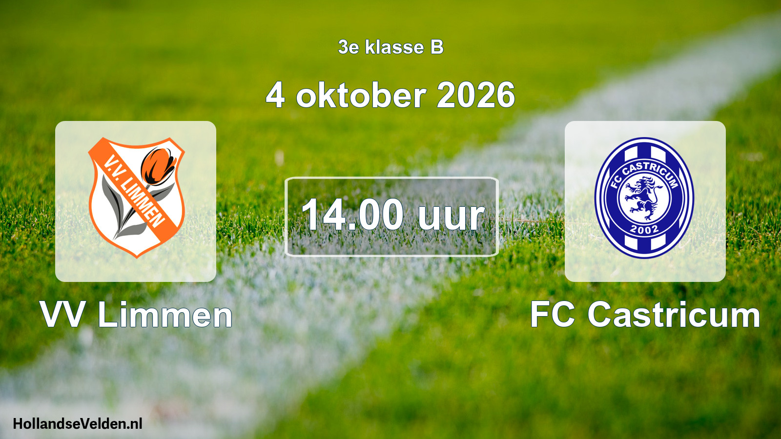 Geplande wedstrijd: VV Limmen - FC Castricum (4 oktober 2026)