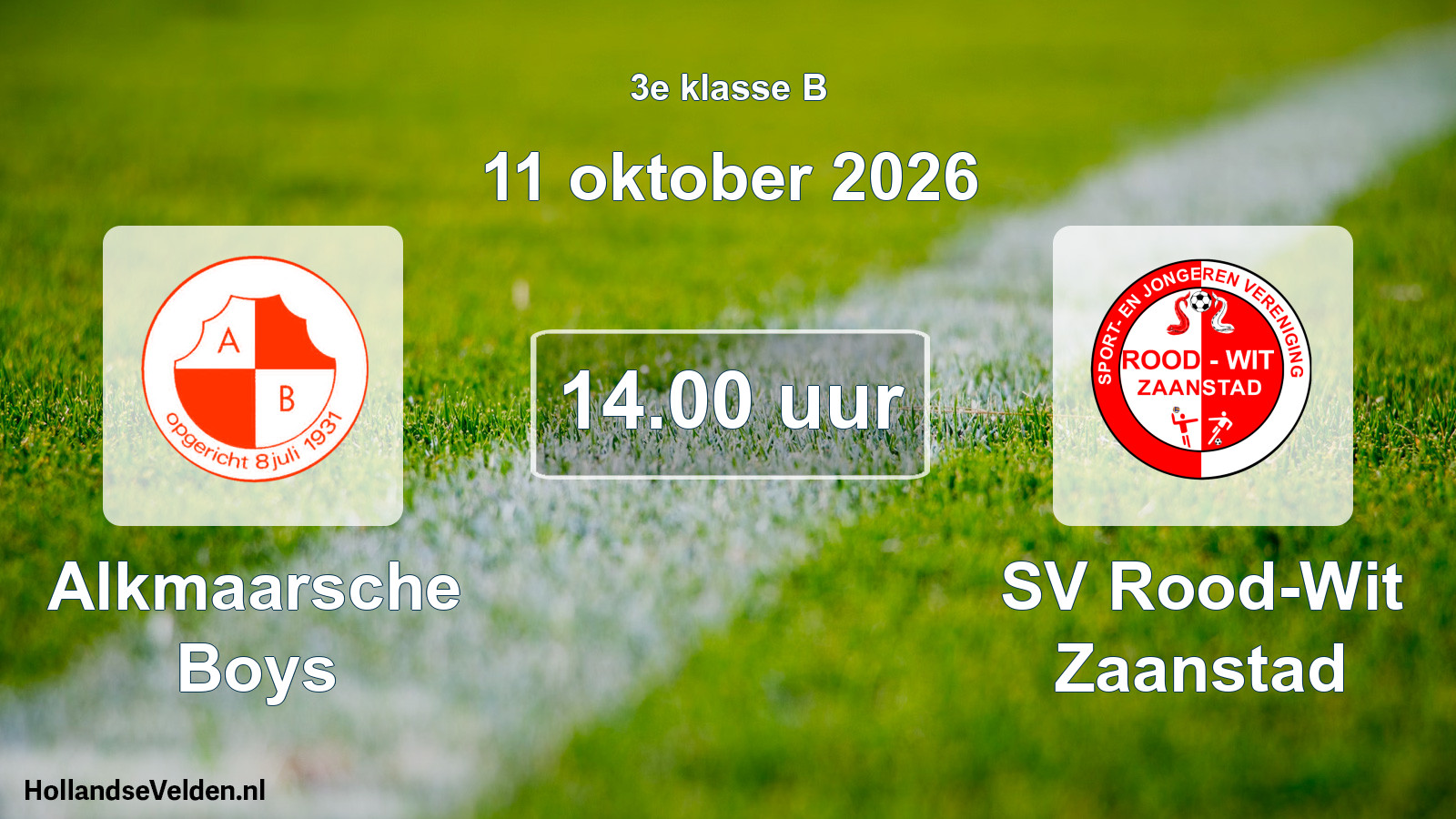 Geplande wedstrijd: Alkmaarsche Boys - SV Rood-Wit Zaanstad (11 oktober 2026)