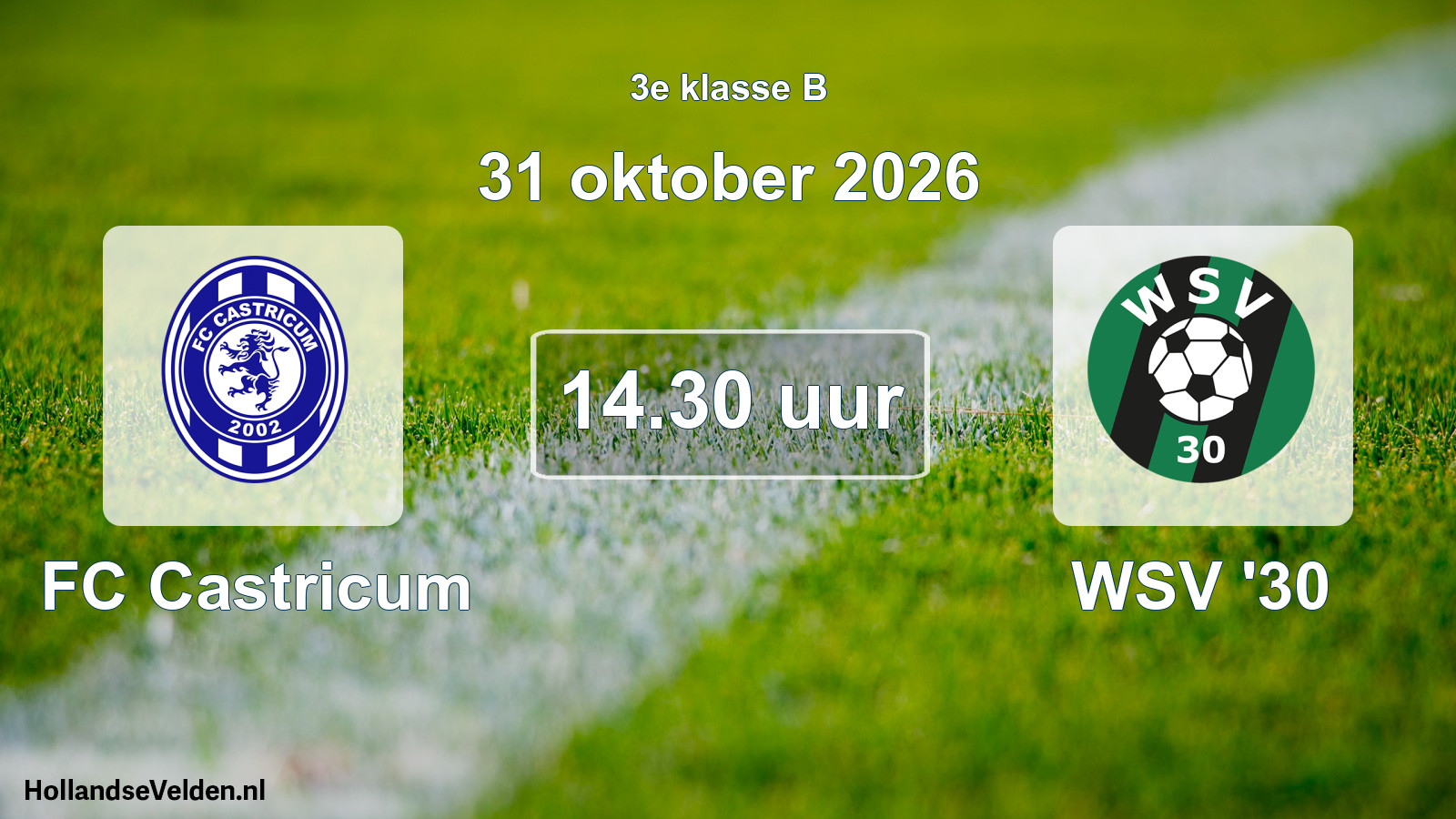 Geplande wedstrijd: FC Castricum - WSV '30 (31 oktober 2026)