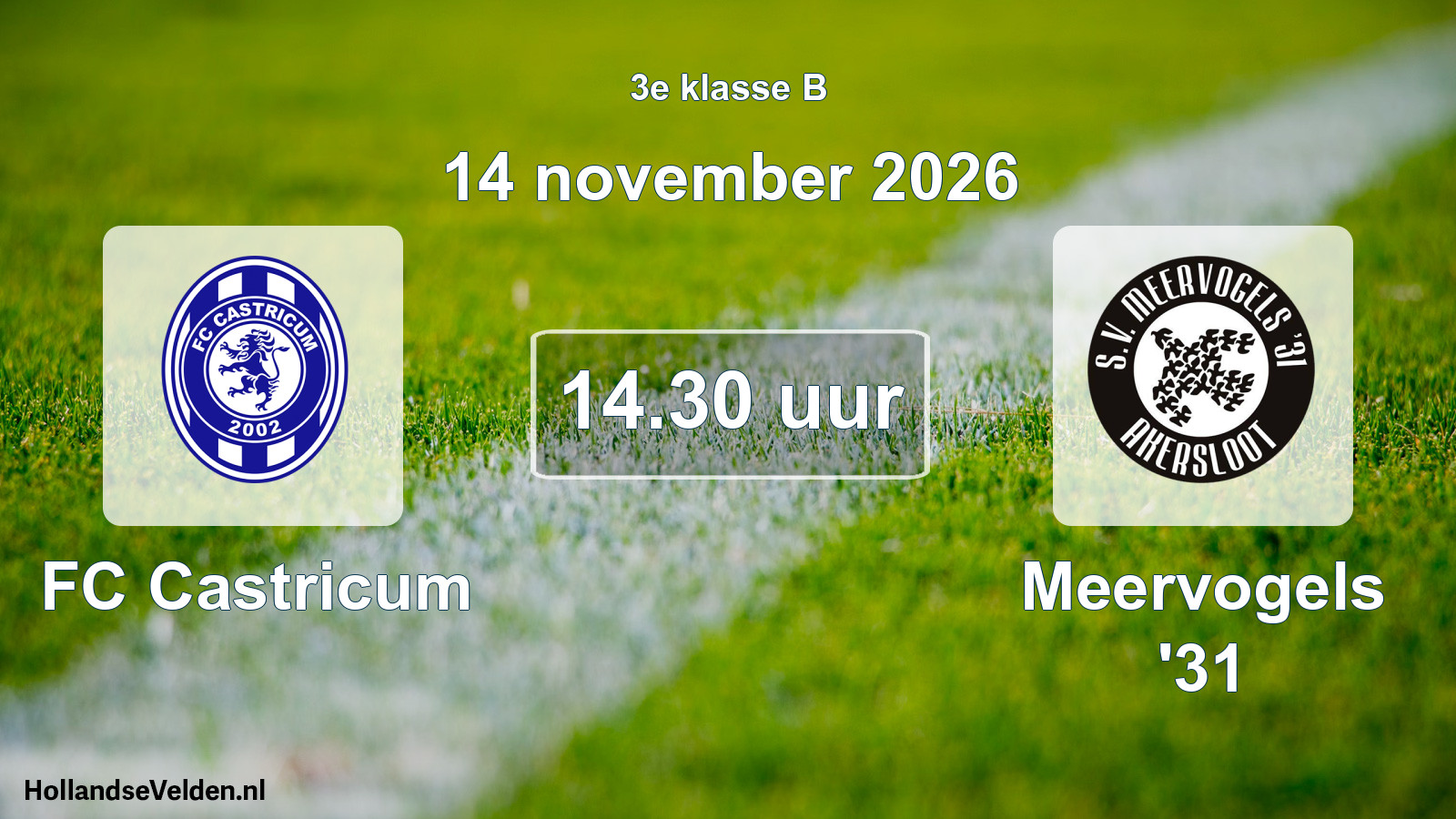 Scheduled Match: FC Castricum - Meervogels '31 (14 November 2026)