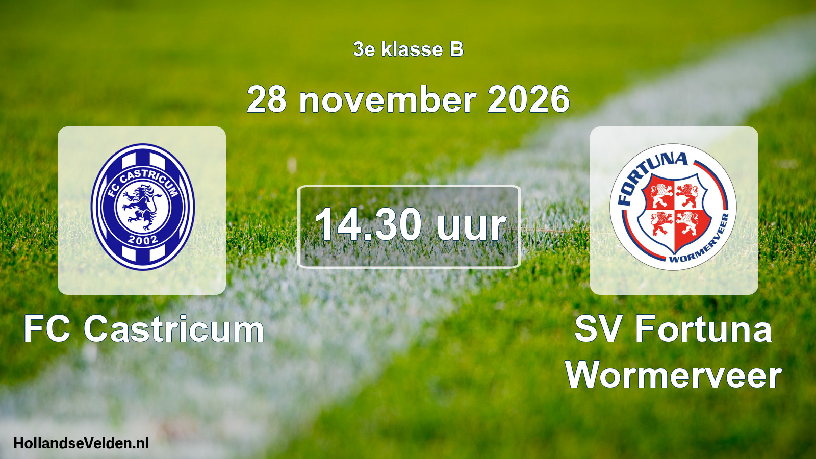 Geplande wedstrijd: FC Castricum - SV Fortuna Wormerveer (28 november 2026)