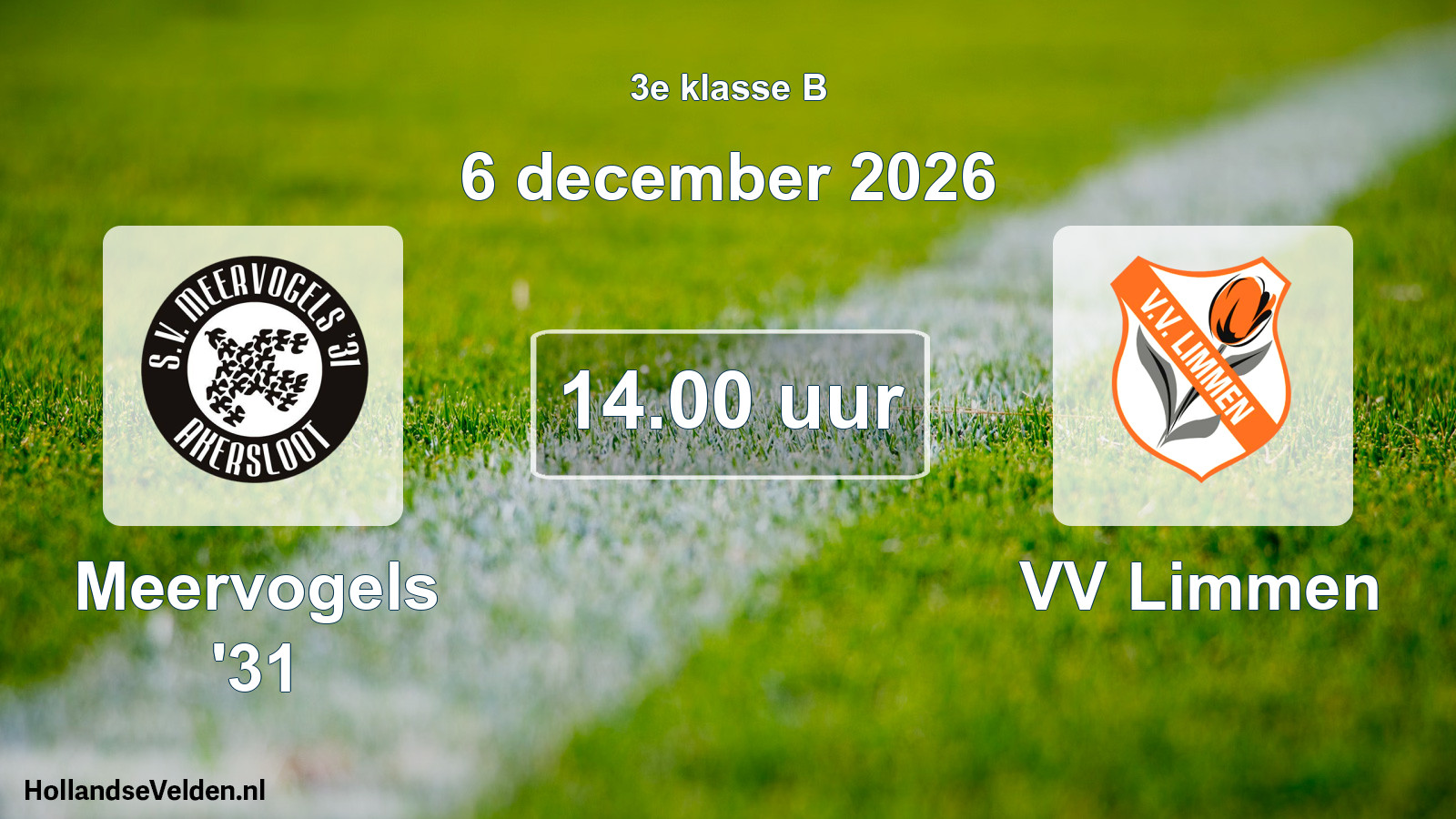 Geplande wedstrijd: Meervogels '31 - VV Limmen (6 december 2026)