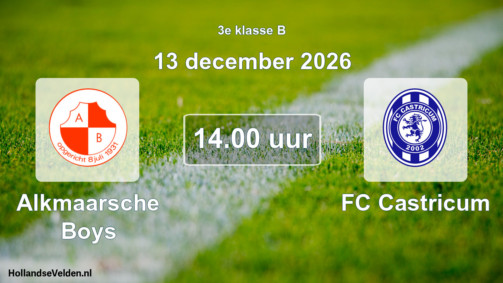Geplande wedstrijd: Alkmaarsche Boys - FC Castricum (13 december 2026)