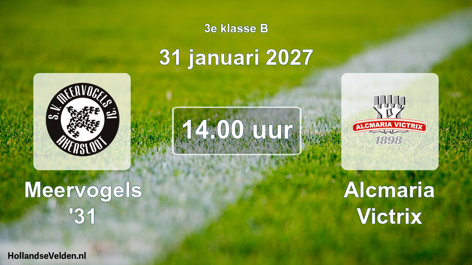 Geplande wedstrijd: Meervogels '31 - Alcmaria Victrix (31 januari 2027)