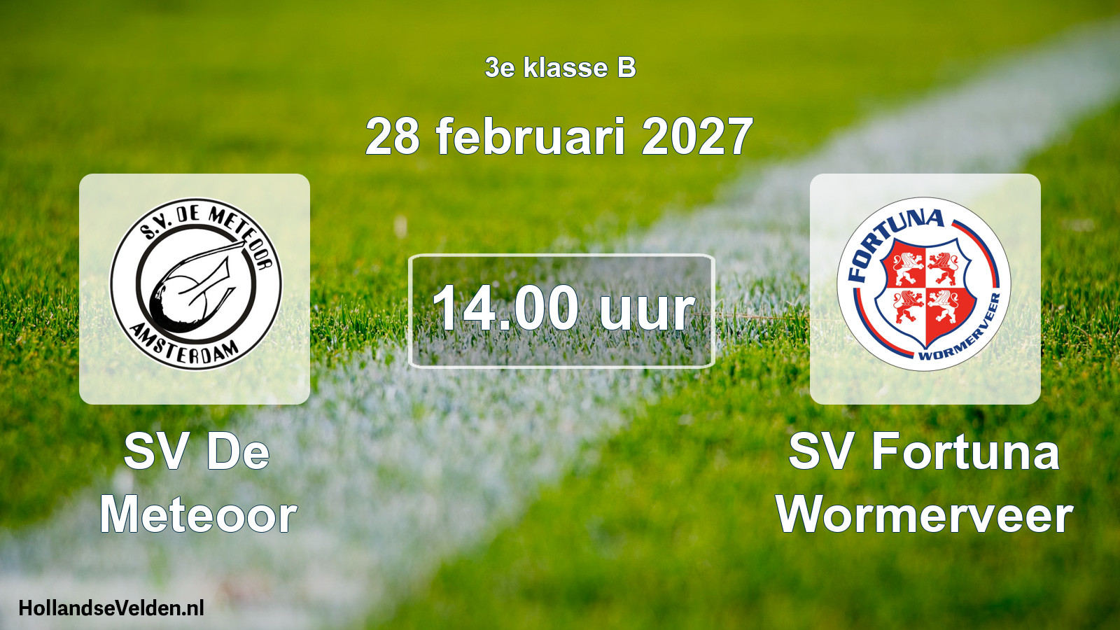 Geplande wedstrijd: SV De Meteoor - SV Fortuna Wormerveer (28 februari 2027)