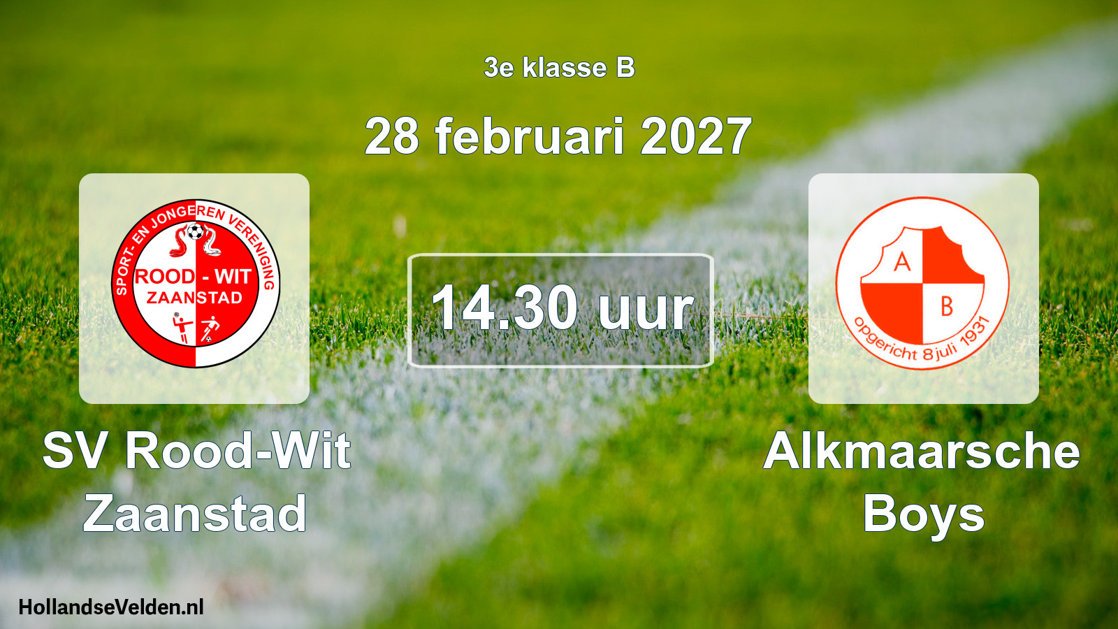 Geplande wedstrijd: SV Rood-Wit Zaanstad - Alkmaarsche Boys (28 februari 2027)